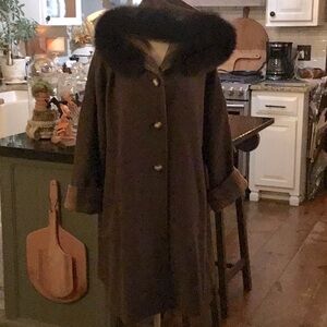 Vintage A.J.Ugent Wool Coat with a mink trimmed Hood